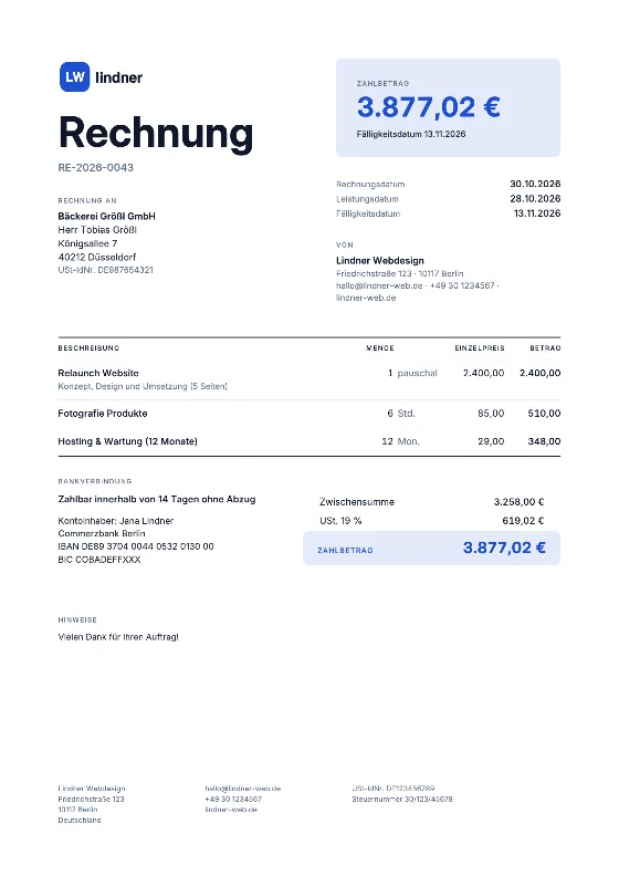 Markant: Rechnung (Beispieldaten)