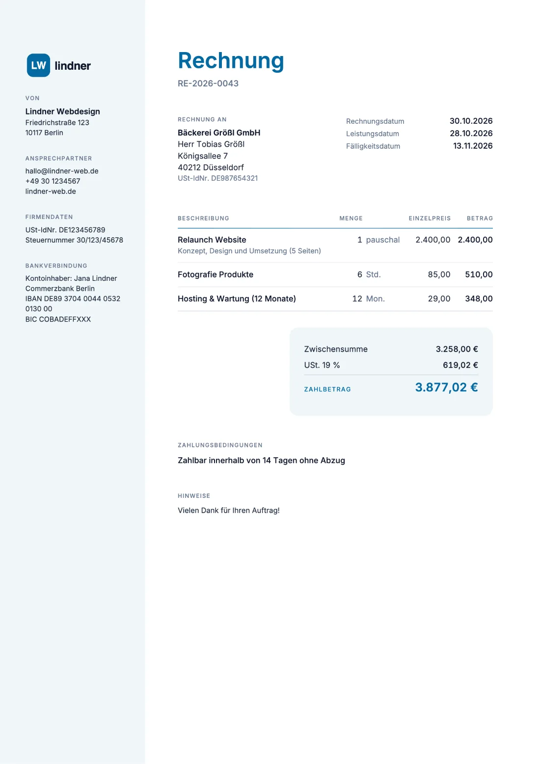 Business: Rechnung (Beispieldaten)