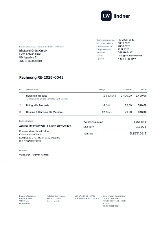 DIN 5008: Rechnung (Beispieldaten)