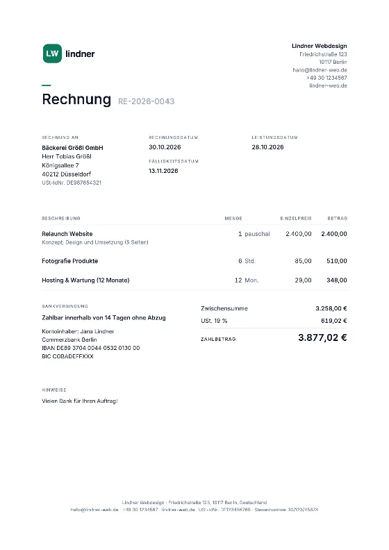 Minimal: Rechnung (Beispieldaten)