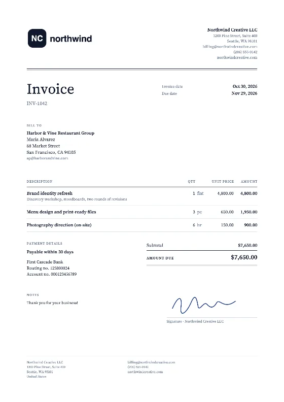 Classic: Invoice (Sample data)