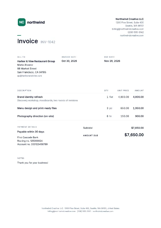 Minimal: Invoice (Sample data)