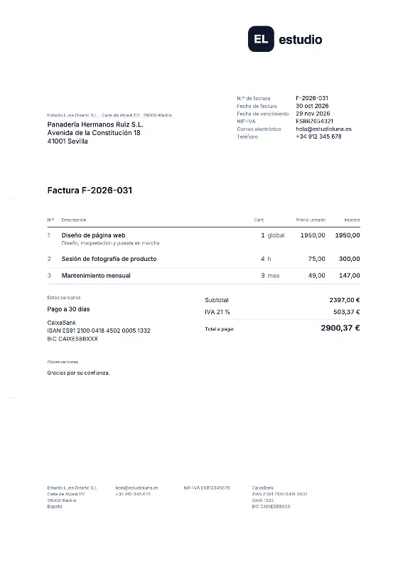 DIN 5008: Factura (Datos de ejemplo)