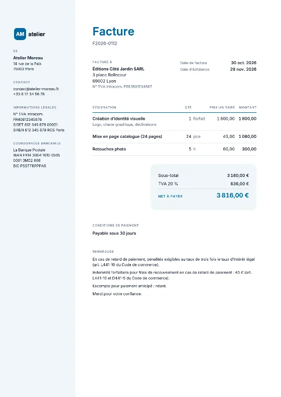 Entreprise: Facture (Données d’exemple)
