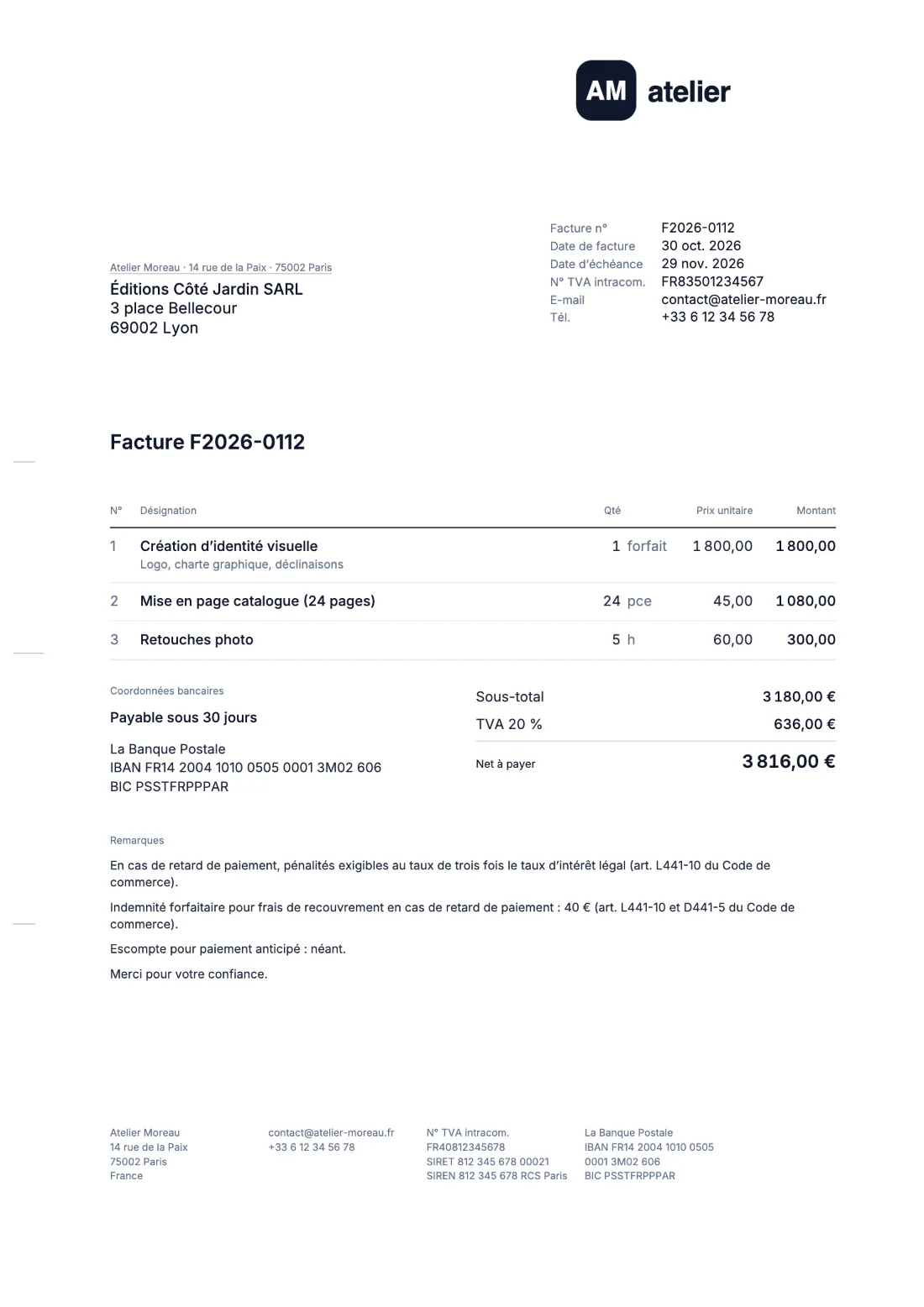 DIN 5008: Facture (Données d’exemple)