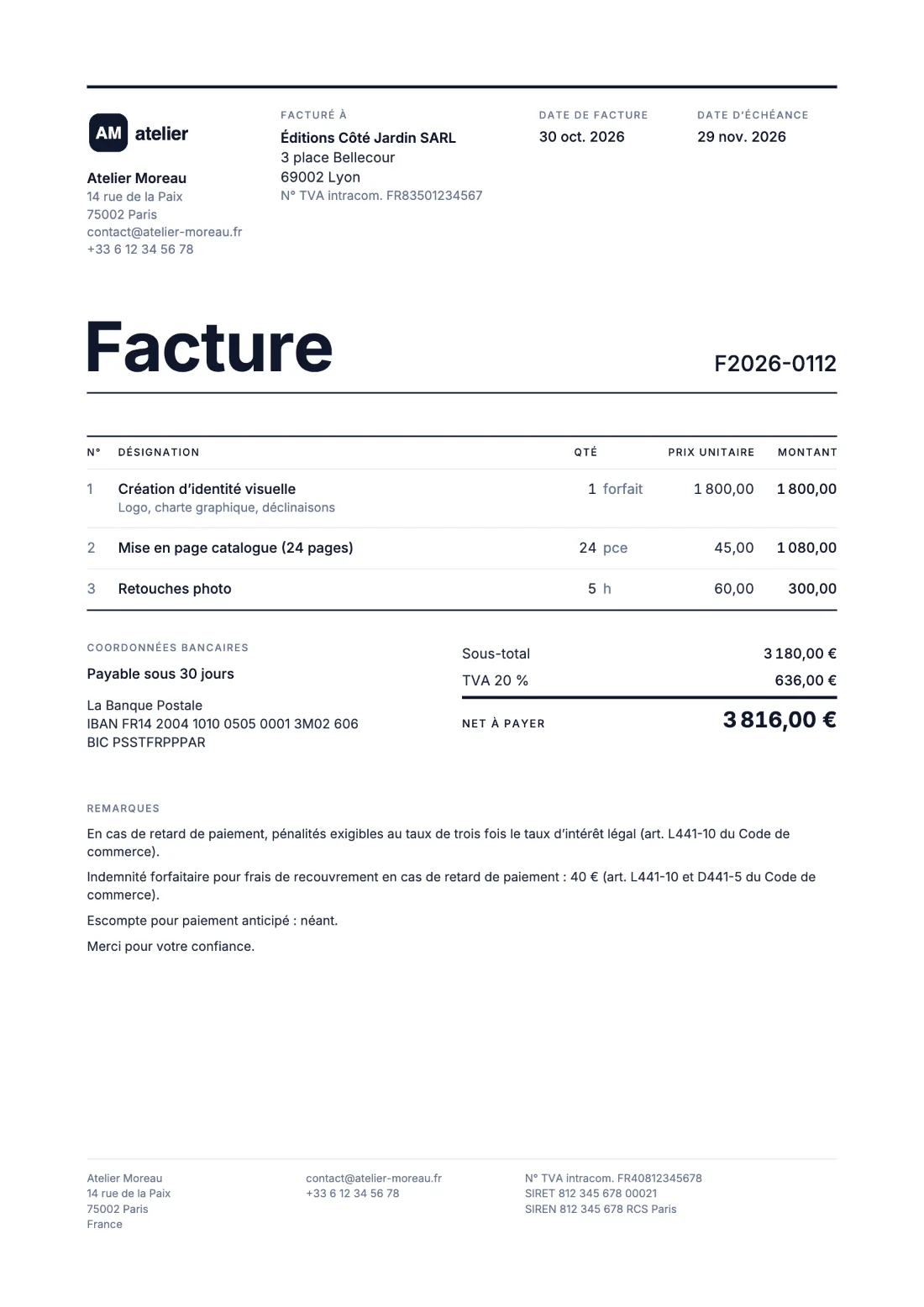Grille: Facture (Données d’exemple)