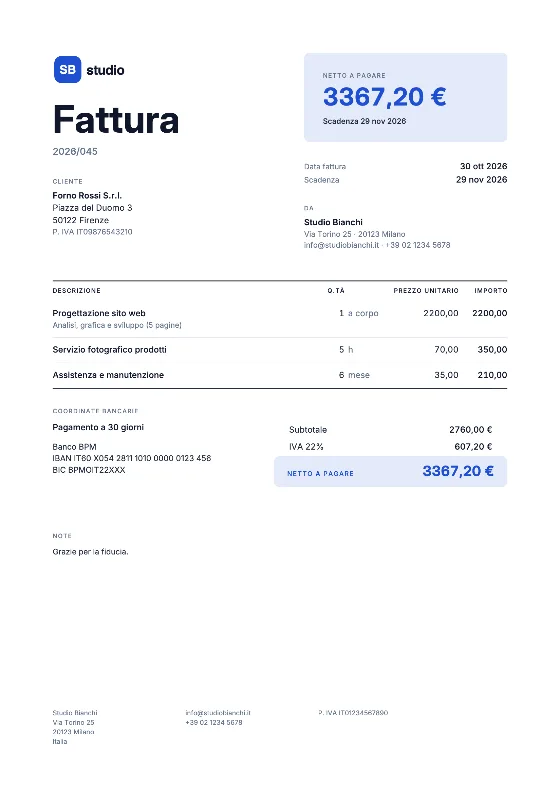 Deciso: Fattura (Dati di esempio)