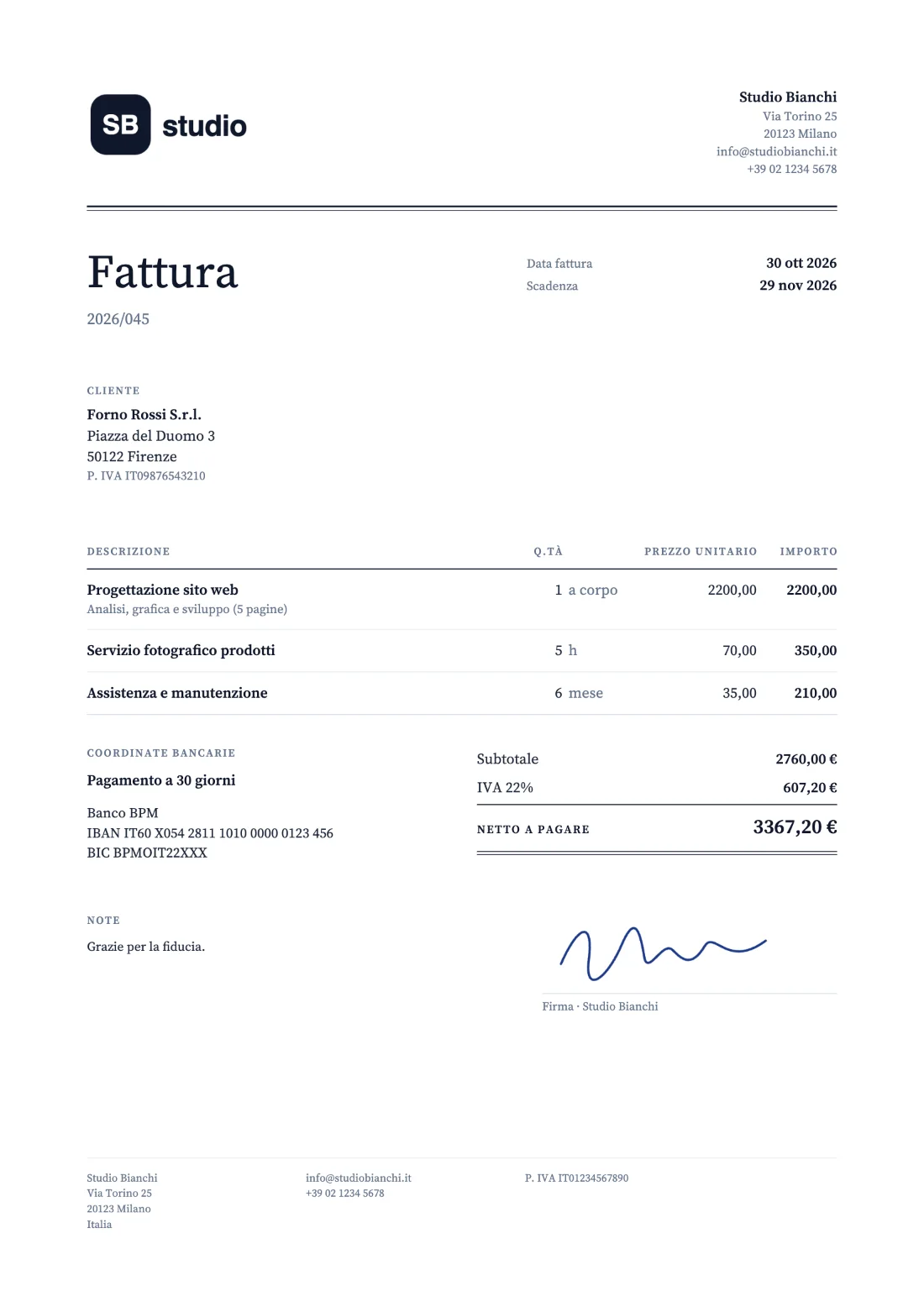 Classico: Fattura (Dati di esempio)