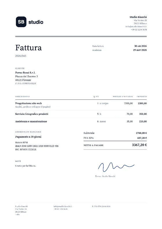 Classico: Fattura (Dati di esempio)