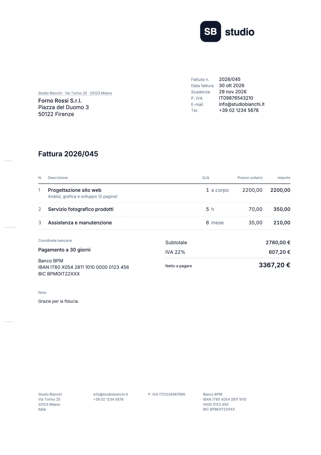 DIN 5008: Fattura (Dati di esempio)
