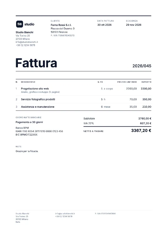 Griglia: Fattura (Dati di esempio)