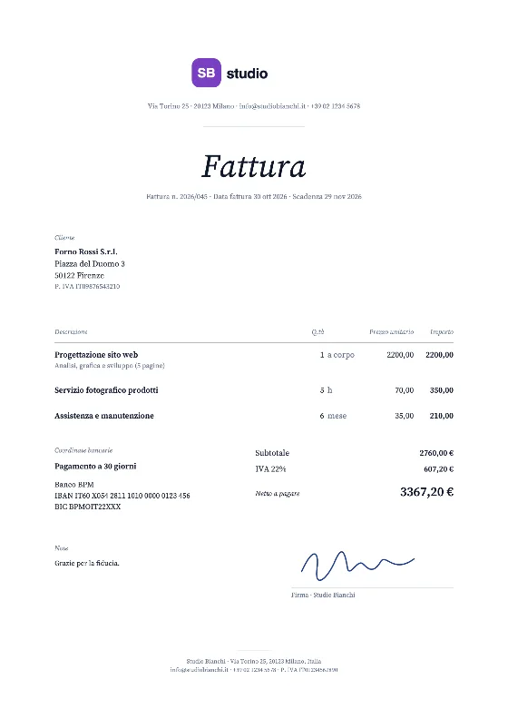 Studio: Fattura (Dati di esempio)