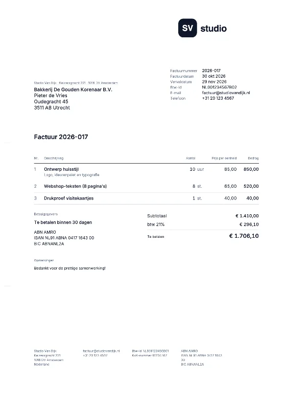 DIN 5008: Factuur (Voorbeeldgegevens)