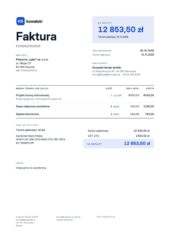 Wyrazisty: Faktura (Przykładowe dane)