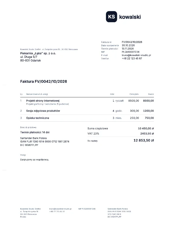 DIN 5008: Faktura (Przykładowe dane)
