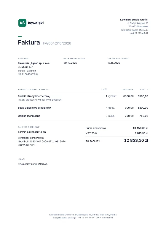 Minimalny: Faktura (Przykładowe dane)