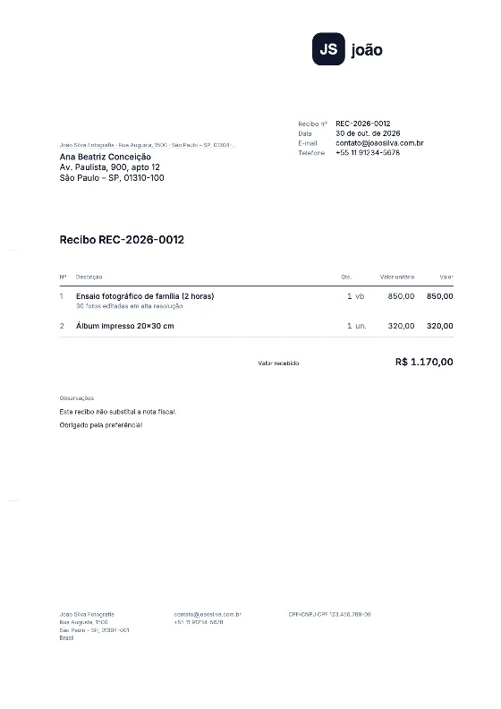 DIN 5008: Recibo (Dados de exemplo)