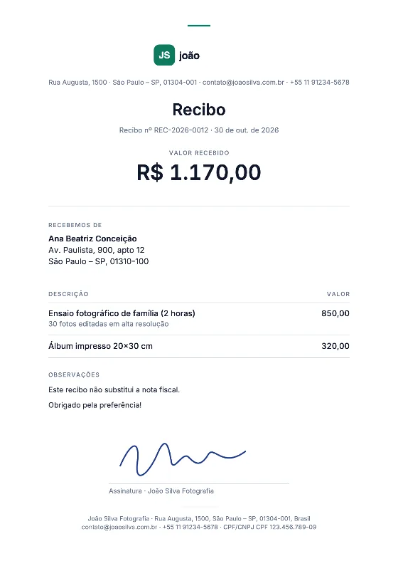 Recibo: Recibo (Dados de exemplo)