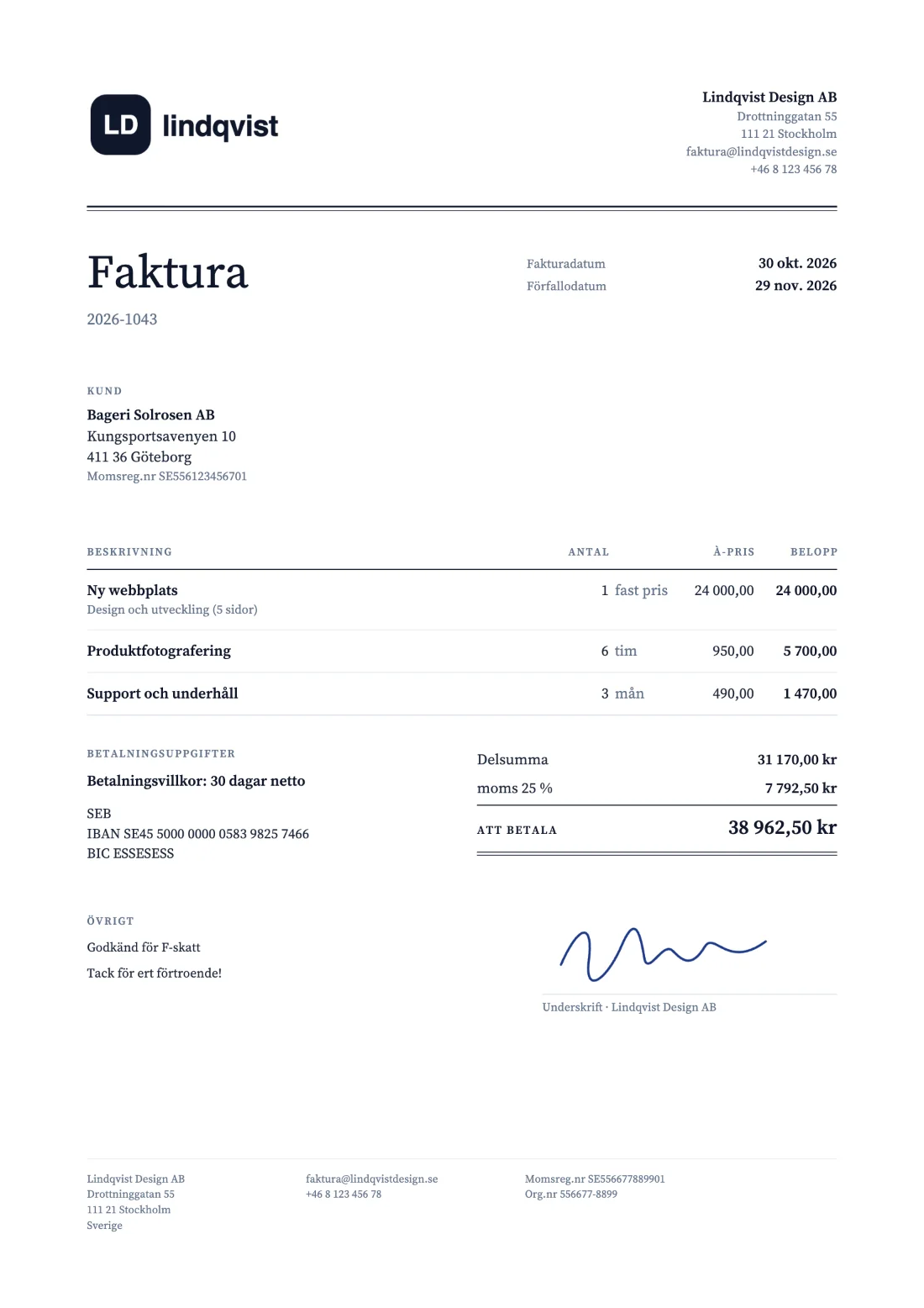 Klassisk: Faktura (Exempeldata)