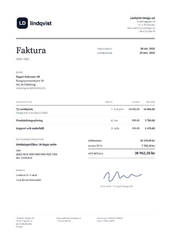 Klassisk: Faktura (Exempeldata)
