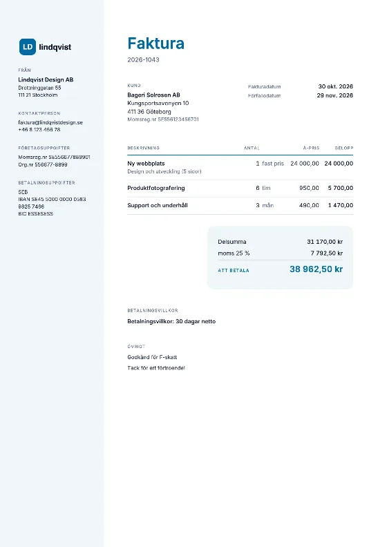 Företag: Faktura (Exempeldata)