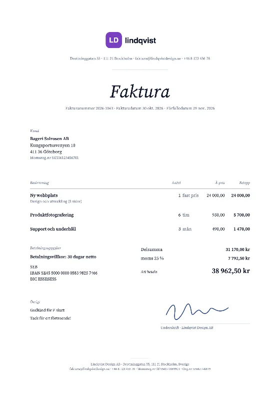 Studio: Faktura (Exempeldata)